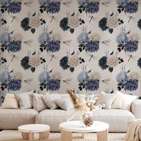 Tapetti Artgeist Roses and Hydrangeas, harmaa, 50cm x 10m