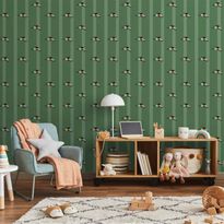 Tapetti Artgeist Sports Whistles Repeating pattern on a striped green background, vihreä, 50cm x 10m