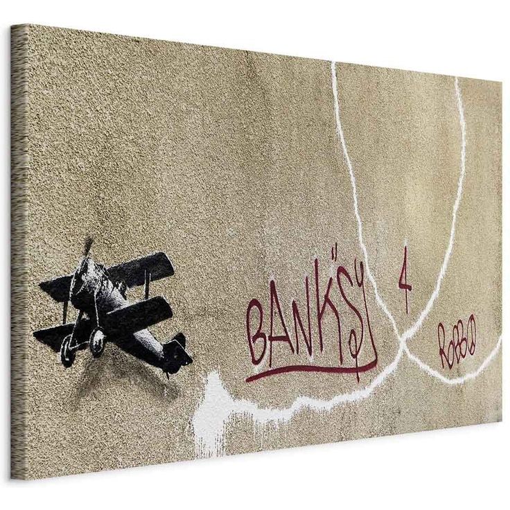 CONFIGURABLE PÄÄTUOTE - Taulu - Banksy's Plane (1-part) - Red Graffiti Text on Mural Background 44842