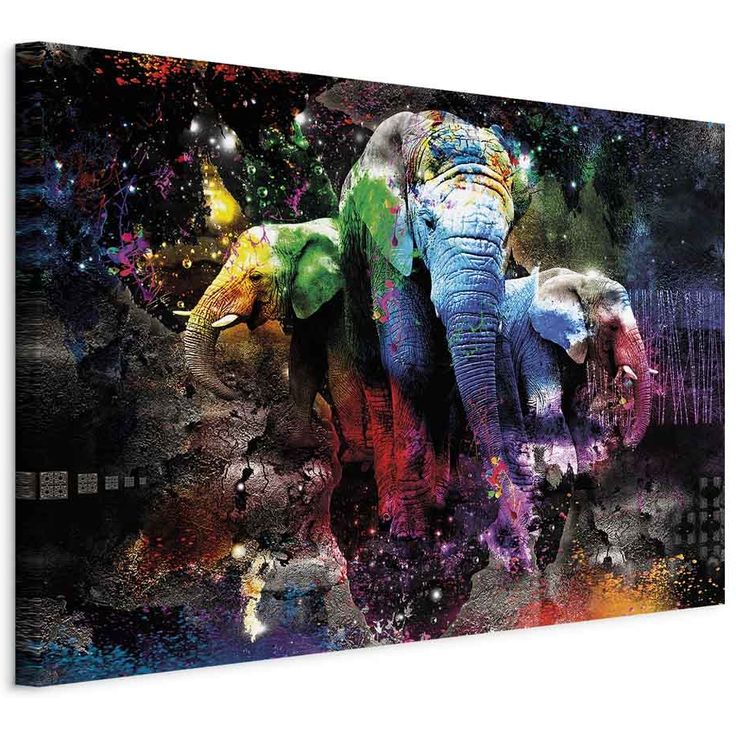 CONFIGURABLE PÄÄTUOTE - Taulu - Colorful Elephants (1 Part) Wide 01602