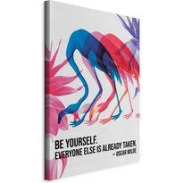 Taulu Artgeist Colorful Flamingos - Inspirational Quote with Colorful Bird Silhouettes, eri vaihtoehtoja