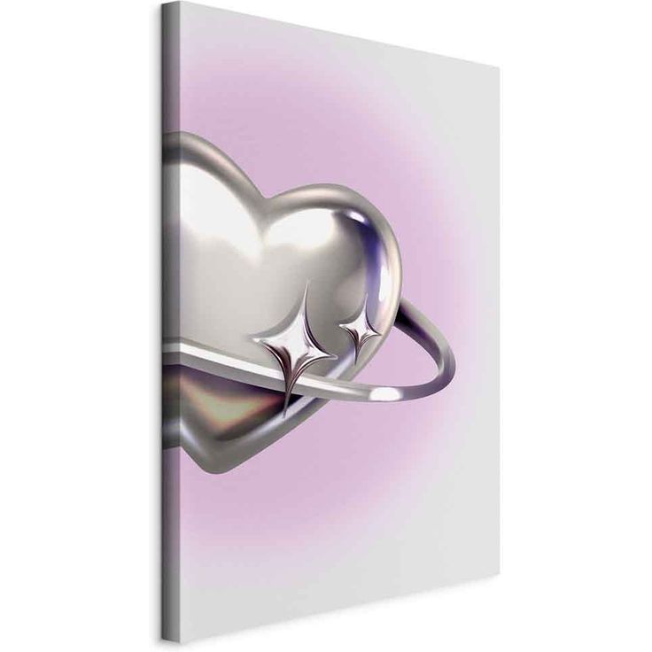 CONFIGURABLE PÄÄTUOTE - Taulu - Cosmic Heart - Silver Heart with a Ring on a Purple Background 29336