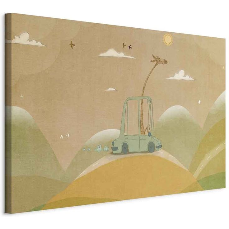 CONFIGURABLE PÄÄTUOTE - Taulu - Dreamy Traveler - A Cheerful Giraffe Driving a Car on a Sunny Day 40058