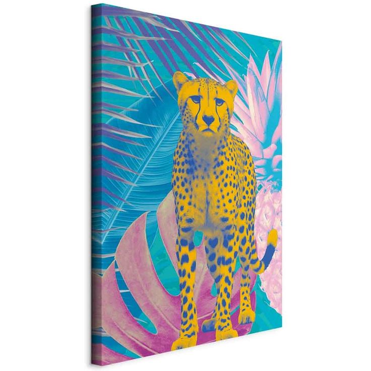 CONFIGURABLE PÄÄTUOTE - Taulu - Exotic Leopard - Colorful Portrait of a Cheetah Against Tropical Leaves 27981