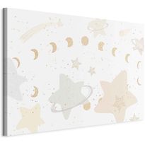 Taulu Artgeist Fairy-Tale Galaxy - Phases of the Moon in Yellow Tones Among Stars in Beige and Ash Colors with Stardust, eri vaihtoehtoja