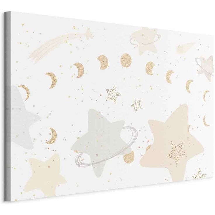 CONFIGURABLE PÄÄTUOTE - Taulu - Fairy-Tale Galaxy - Phases of the Moon in Yellow Tones Among Stars in Beige and Ash Colors with Stardust 36150