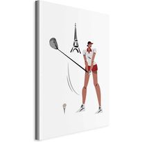 Taulu Artgeist Female Golfer With the Eiffel Tower in the Background - Illustration, eri vaihtoehtoja