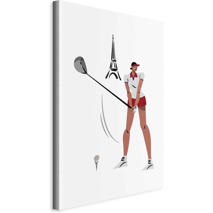 CONFIGURABLE PÄÄTUOTE - Taulu - Female Golfer With the Eiffel Tower in the Background - Illustration 02431