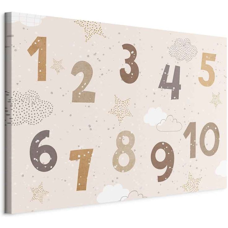 CONFIGURABLE PÄÄTUOTE - Taulu - Jumping Numbers - Numbers in a Subdued Beige-Brown Hue Among Snowflakes Stars and Clouds 36303