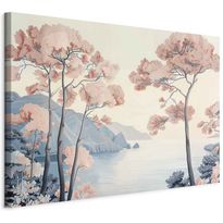 Taulu Artgeist Landscape with the Ocean Cliffs and Trees in Delicate Pink Shades, eri vaihtoehtoja