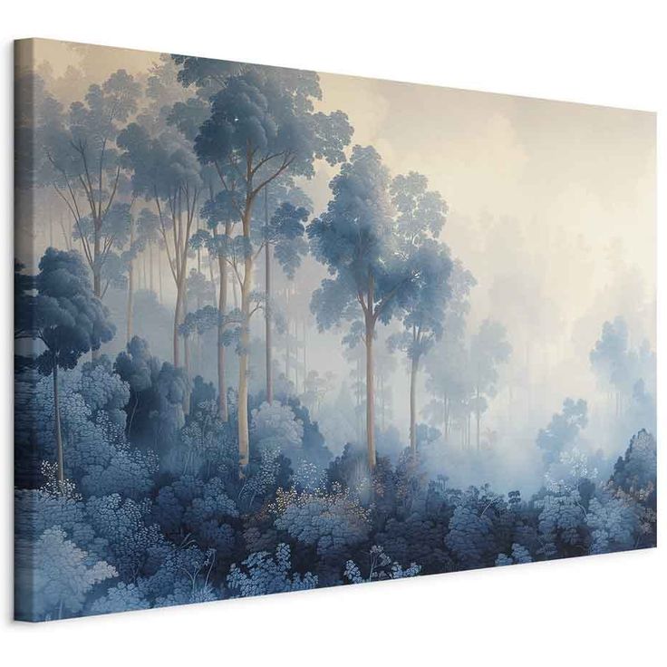 CONFIGURABLE PÄÄTUOTE - Taulu - Landscape with Trees in Illustrative Style Fairy-Tale Blue Forest 84055