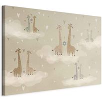 Taulu Artgeist Love - Colorful Giraffes Floating on Clouds Among Hearts and Stars, eri vaihtoehtoja
