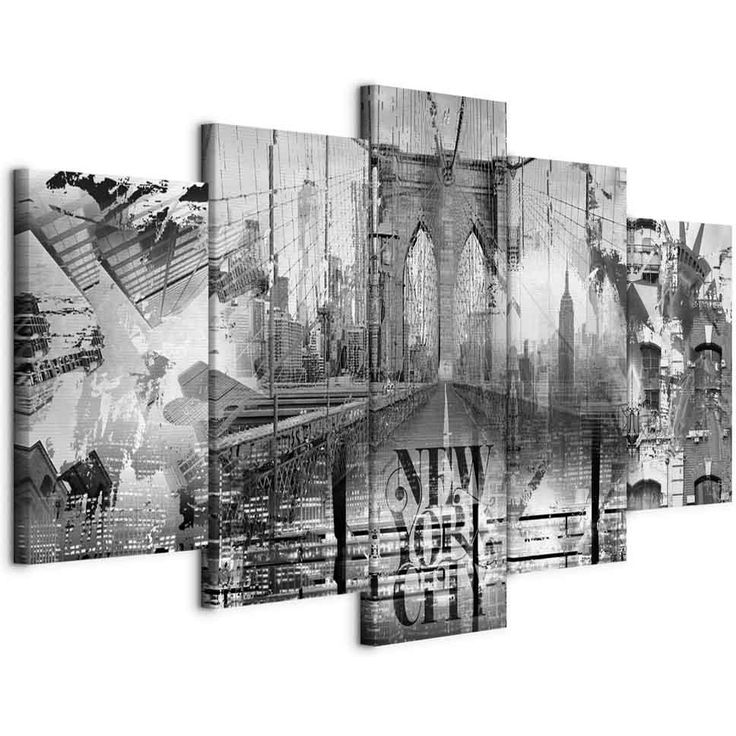 CONFIGURABLE PÄÄTUOTE - Taulu - New York City Collage (5 Parts) Wide Black and White 74200