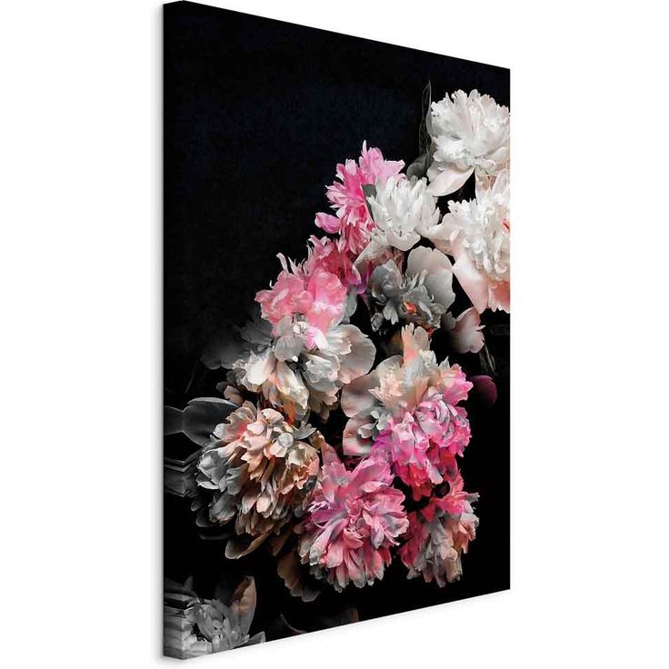 CONFIGURABLE PÄÄTUOTE - Taulu - Peony Charm (1-part) - Colorful Bouquet on Black Background 43992