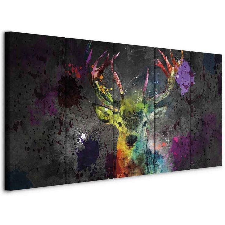CONFIGURABLE PÄÄTUOTE - Taulu - Rainbow Deer (5 Parts) Narrow 58702