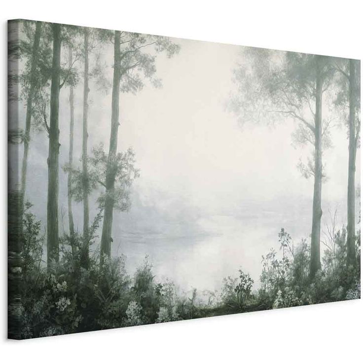 CONFIGURABLE PÄÄTUOTE - Taulu - Retro Landscape Grove Trees and Pond in Patinated Shades of Green 88183
