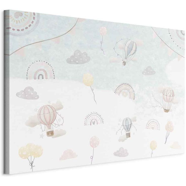 CONFIGURABLE PÄÄTUOTE - Taulu - Sky with Balloons - Balloons in Subdued Colors Flying in the Sky Among Clouds Rainbows and Stars 41314