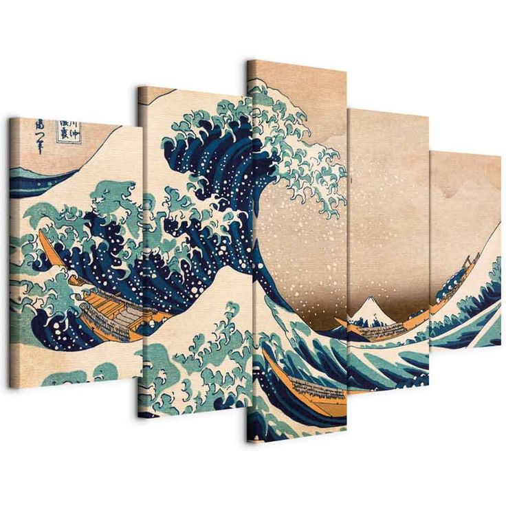 CONFIGURABLE PÄÄTUOTE - Taulu - The Great Wave off Kanagawa (5 Parts) Wide 60449