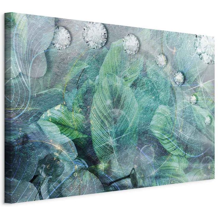 CONFIGURABLE PÄÄTUOTE - Taulu - Turquoise Leaves (1 Part) Wide 84010