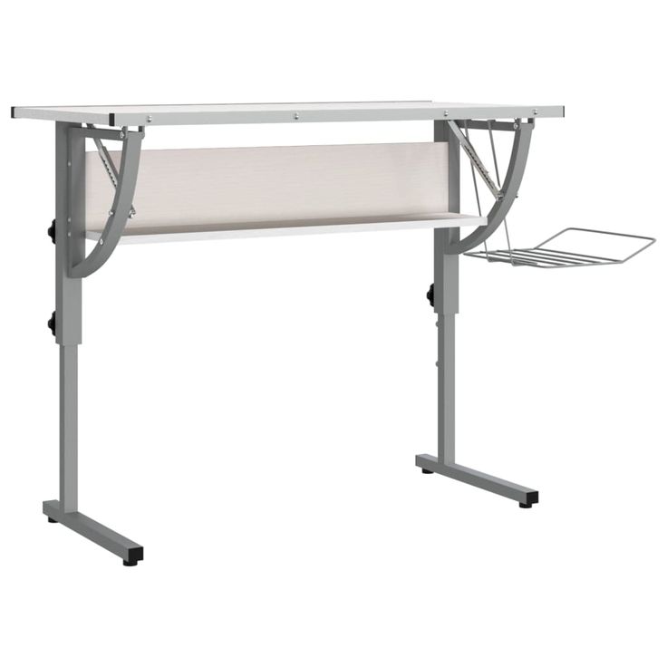 Askartelupöytä valkoharmaa 110x53x(58-87) cm tekninen puu/teräs (40928)