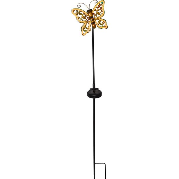 Aurinkokennokoristevalaisin Star Trading Linny Butterfly 800x180x110mm pronssi