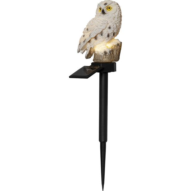 Aurinkokennokoristevalaisin Star Trading Owl 330x100x130mm beige