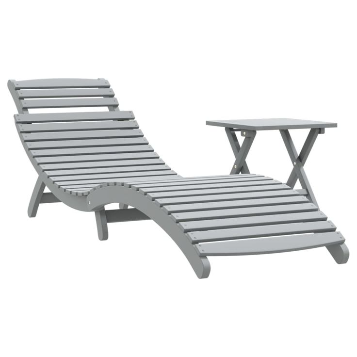 Aurinkotuoli ja pikkupöytä harmaa täysi akasiapuu (63280)