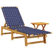Aurinkotuolisarja täysi akasiapuu, tummansininen kangas, eri kokoonpanoja (33517)