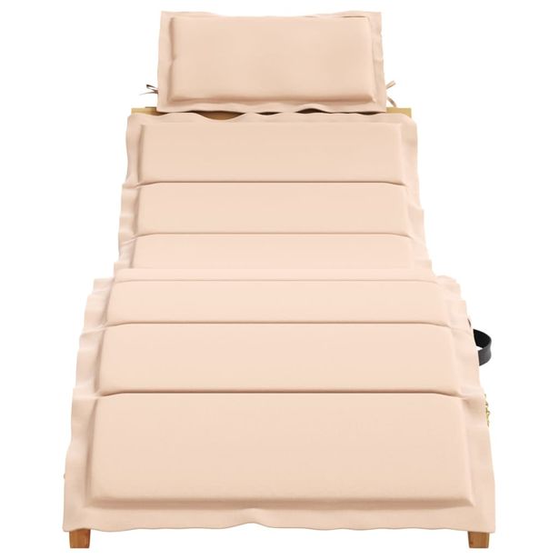 Aurinkotuoli pehmusteella beige täysi akasiapuu (67635)