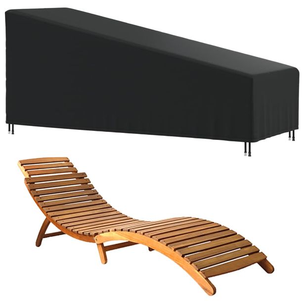 Aurinkotuolin suoja musta 195x76x40/80 cm 420D Oxford (59670)
