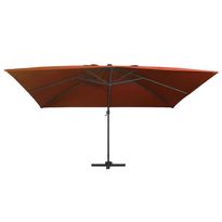 Aurinkovarjo cantilever LED-valoilla 400x300 cm terrakotta (12319)