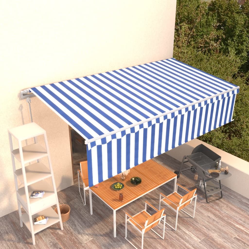 Automaattimarkiisi, 6x3 m, sinivalkoinen