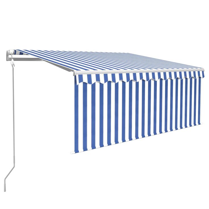 Automaattimarkiisi verho/LED/tuulisensori 3,5x2,5 m sinivalk.   (69291)