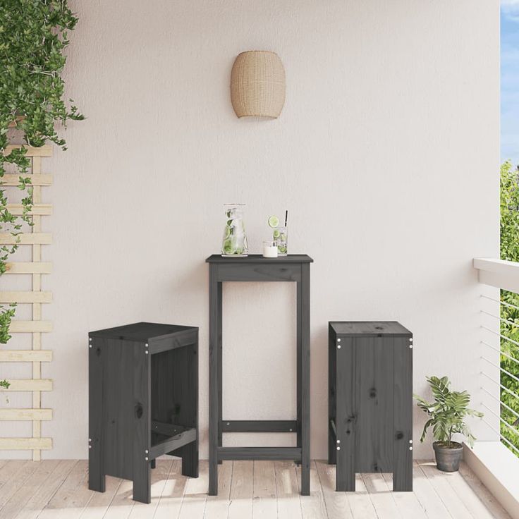 Baarijakkarat 2 kpl harmaa 40x36x75 cm, mänty