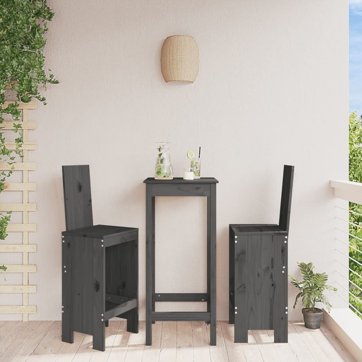Baarijakkarat 2 kpl harmaa 40x42x120 cm, mänty