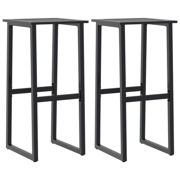 Baarijakkarat 2 kpl musta 38x38x80 cm jauhemaalattu teräs (09265)