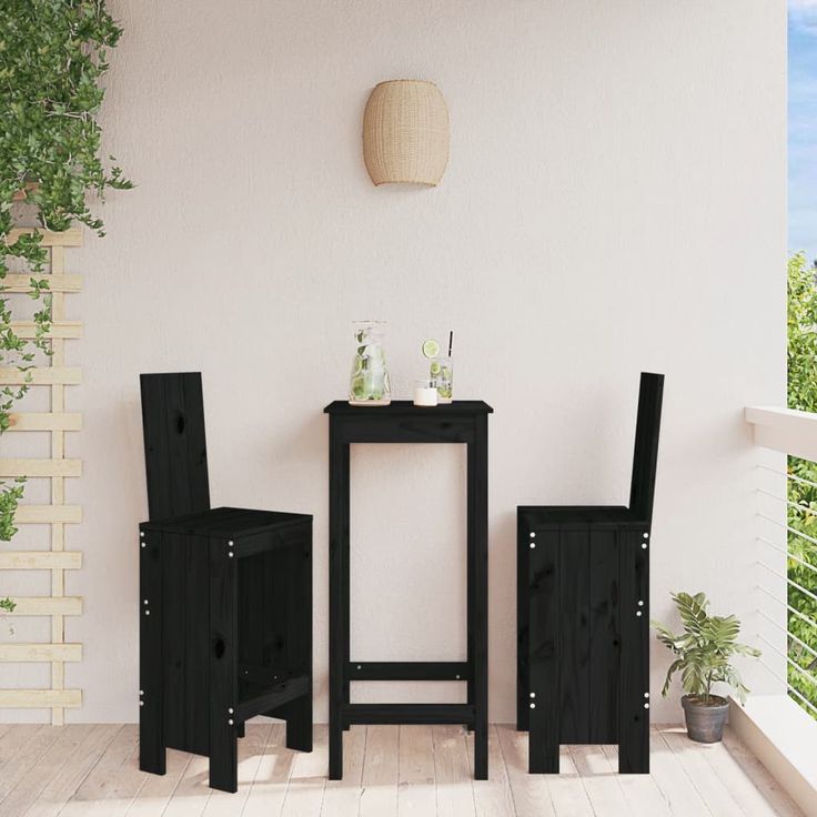 Baarijakkarat 2 kpl musta 40x42x120 cm, mänty