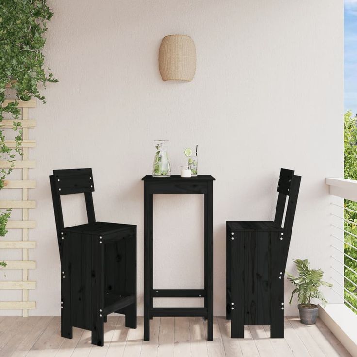 Baarijakkarat 2 kpl musta 40x48,5x115,5 cm, mänty