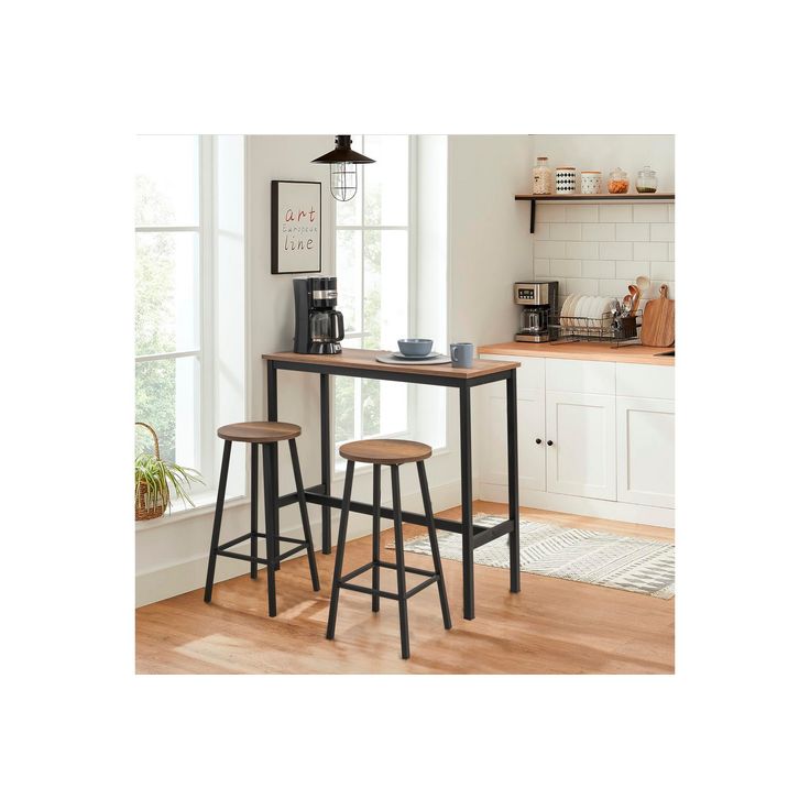 Baarikalustesetti Linento Furniture Mola 100, musta, 3-osainen