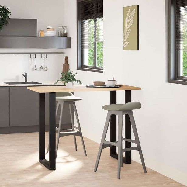 Baaripöydän jalat U-muotoiset 2 kpl musta 60x(100-101) cm teräs (13236)