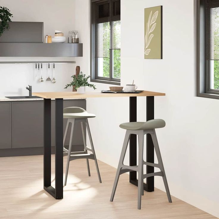 Baaripöydän jalat U-muotoiset 2 kpl musta 60x(110-111) cm teräs (13248)