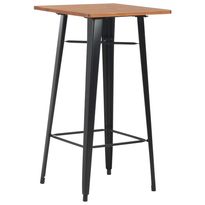 Baaripöytä mänty teräs 60x60x108 cm musta