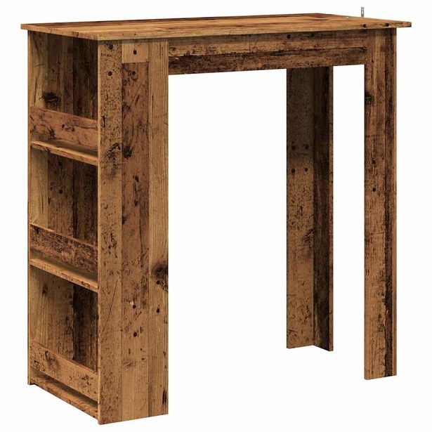 baaripöytä säilytystelineellä vanha puu 102x50x103,5 cm (56762)
