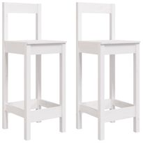 Baarituolit 2 kpl valkoinen 40x41,5x112 cm täysi mänty (22143)