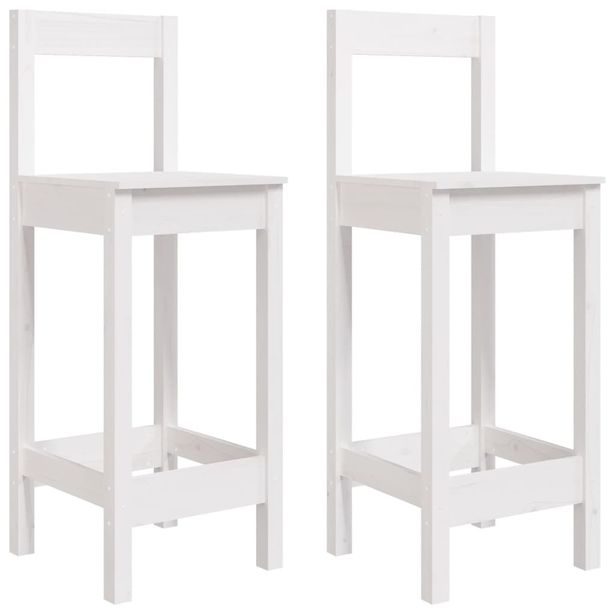 Baarituolit 2 kpl valkoinen 40x41,5x112 cm täysi mänty (22143)