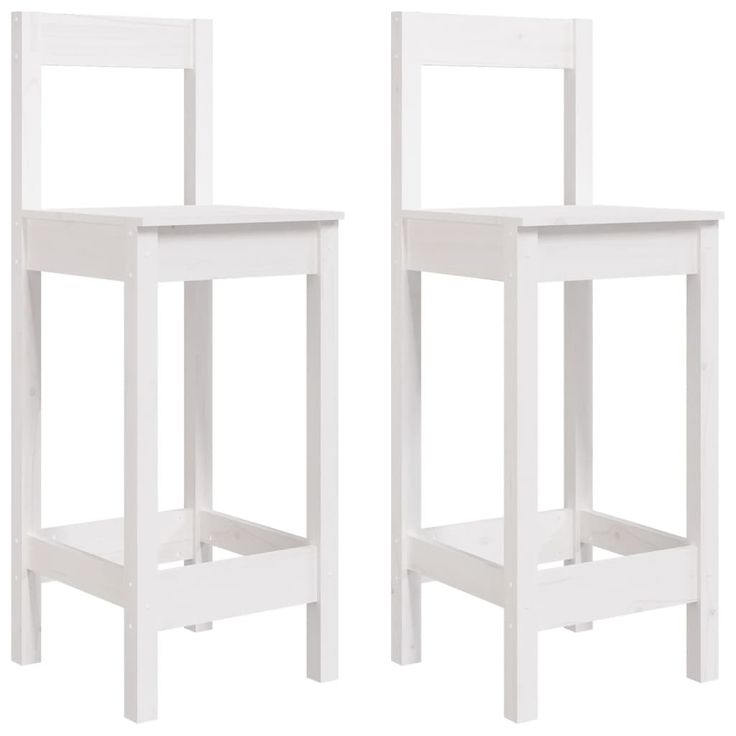 Baarituolit 2 kpl valkoinen 40x41,5x112 cm täysi mänty (22143)