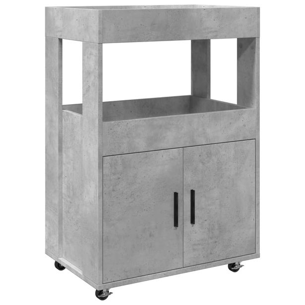 Baarivaunu betoninharmaa 60x39,5x89 cm tekninen puu (48272)