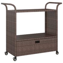 Baarivaunu laatikolla ruskea 100x45x97 cm polyrottinki (16662)