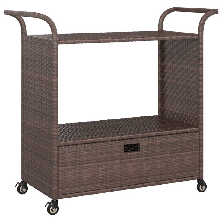 Baarivaunu laatikolla ruskea 100x45x97 cm polyrottinki (16662)