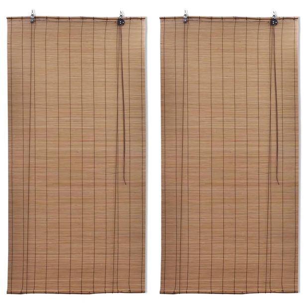 Bambu rullaverhot 2kpl 150 x 220 cm ruskea